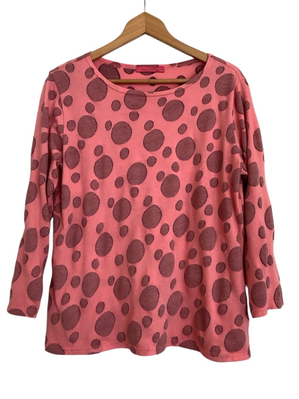 Cut Loose Long Sleeve Top Coral with Blue Polka Dots